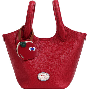 新婚礼物TOUTOU红色菜篮子水桶包大容量高级感单肩斜挎包新娘婚包