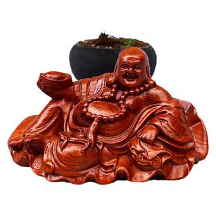 花梨木雕弥勒佛像摆件实木雕刻笑口常开红木质工艺品家居装饰礼品