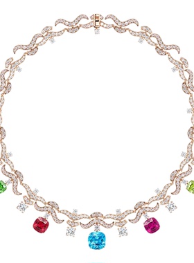 法式轻奢复古彩色仙女小众高级感新娘晚宴礼服婚礼生日派对项链