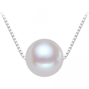 S925纯银珍珠项链路路通单颗珍珠项链百搭简约女可调节锁骨链颈链