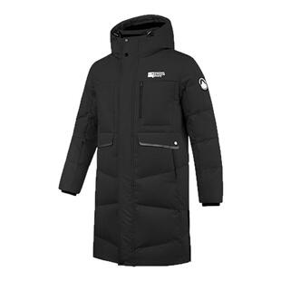 乔丹中长款羽绒服男款冬季加厚鸭绒保暖黑色商场同款运动棉服外套