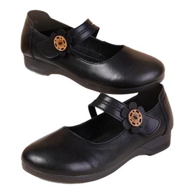 老美华2026新款中老年防滑皮鞋女