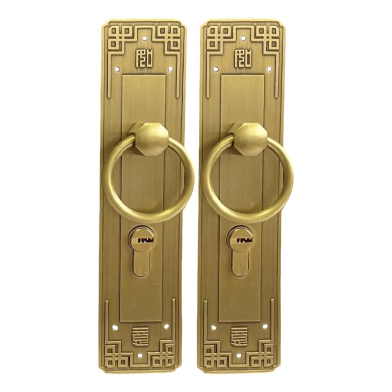 门锁家用室内通用房门黄铜新中式卧室门锁全铜纯铜静音仿古门锁
