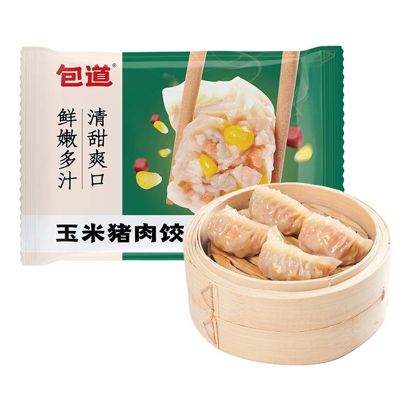 【99元任选5件】包道玉米鲜肉蒸饺子速冻水饺煎饺早餐加热即食