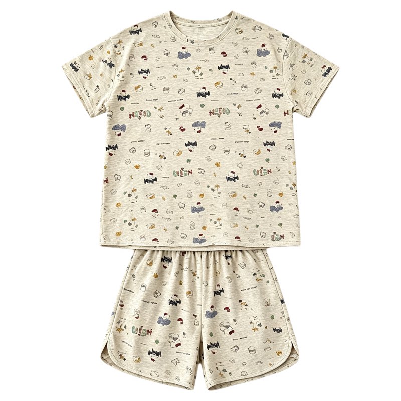 睡衣女款夏季短袖可爱新款丝光棉薄款短裤两件套装夏款家居服夏天