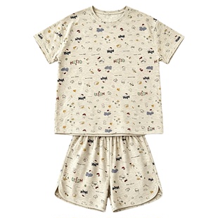 睡衣女款夏季短袖可爱新款丝光棉薄款短裤两件套装夏款家居服夏天