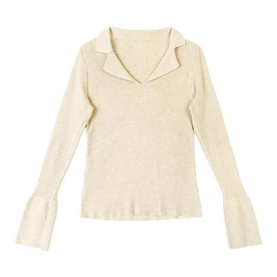 秋冬韩版V领长袖针织衫女打底衫