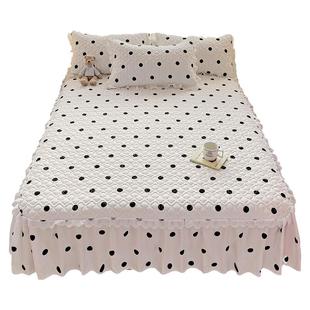 2026新款仙女风蕾丝边芦荟棉夹棉床裙三件套单件床罩床套四季通用