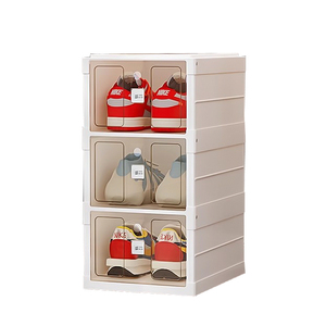 日本免安装鞋盒折叠收纳盒透明鞋子收纳神器省空间鞋柜鞋架整理盒