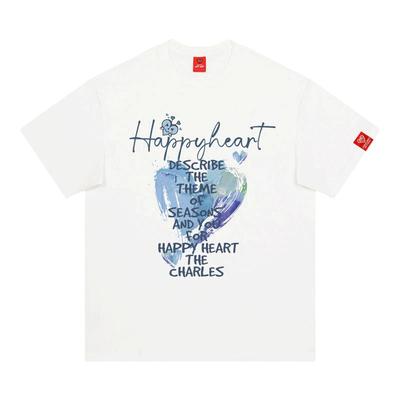 查尔斯桃心美式涂鸦爱心短袖t恤