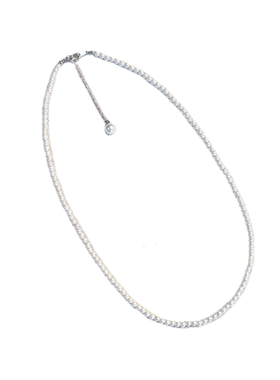 925银超细澳母贝珍珠项链冷光澳白色女baby珠小米珠锁骨链颈链潮