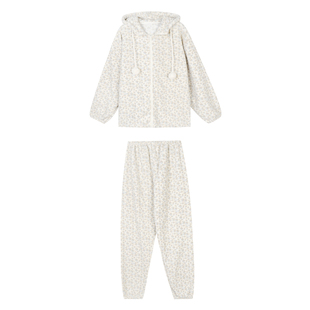 JoyceBra  碎花连帽珊瑚绒睡衣女冬季加厚保暖软糯亲肤家居服套装