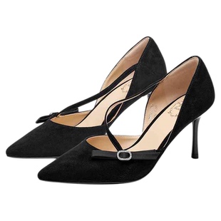 蹀愫尖头高跟鞋法式气质细跟高跟单鞋TA65101-13