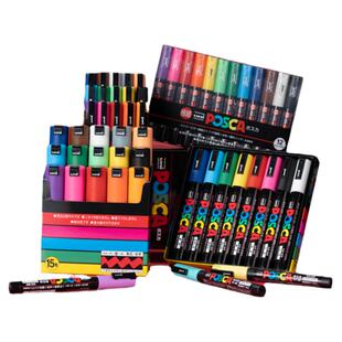 日本UNI三菱POSCA丙烯马克笔PC-1M/3M记号笔5M标记笔POP海报水性笔0.7涂鸦笔2.5MM绘画单支儿童高光笔