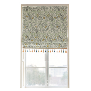 新款似锦美式复古植物花卉遮光窗帘小窗罗马帘飘窗书房定制升降帘