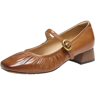 TATA/他她春商场同款时尚百搭女玛丽珍鞋新款USC02CQ5奥莱