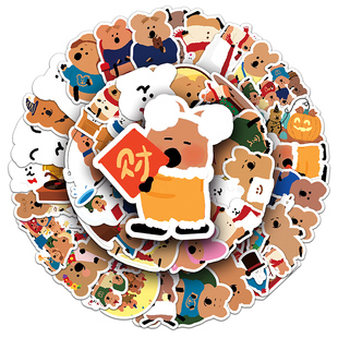 100张柿子椒熊贴纸可爱卡通蠢萌创意图案装饰贴画笔记本电脑拉杆箱电动车自行车水杯吉他摩托车ipad防水贴纸