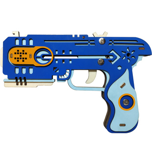 皮筋枪木质立体拼图儿童益智积木玩具木制手枪模型拼装军事迷礼物