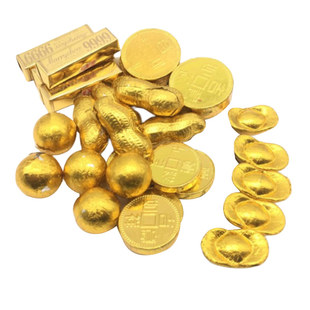 元宝巧克力烘焙蛋糕装饰食用糖珠金币花生金球婚庆爱心喜糖500克