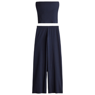 HM女装家居服套装2件式冬季新客罗纹无袖抹胸上衣长裤1265787