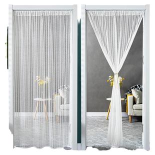 轻奢高端蕾丝夏季防蚊门帘纱帘卧室家用免打孔伸缩杆隔断帘半挂帘