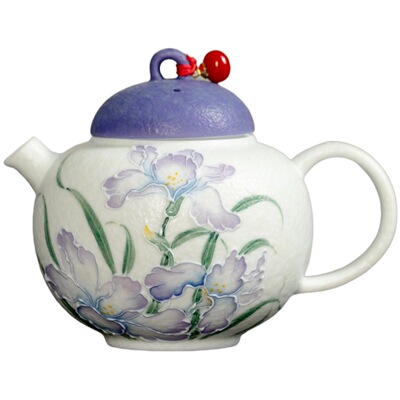 雅器茶居暮云紫手绘陶瓷茶壶