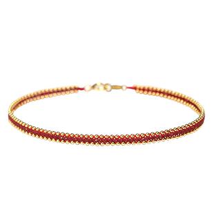 精致14K包金红绳手链极细蛇年本命年红手绳编织戒指手串饰品简约