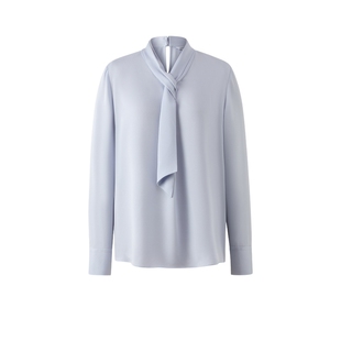 【醋酸】PRICH简约扭结飘带领衬衫2026春季新款垂坠光泽感上衣女