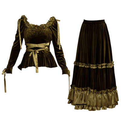 wuxian烛光夜曲 法式轻奢方领连衣裙金丝绒礼服荷叶边红色连衣裙