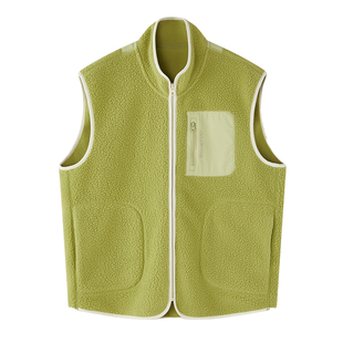 云上生活【云朵的余温】拼色双面摇粒绒马甲背心冬新款上衣女