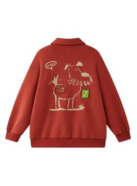 【反季特惠】MQD童装男童加绒卫衣2025冬季新款儿童polo领红色休