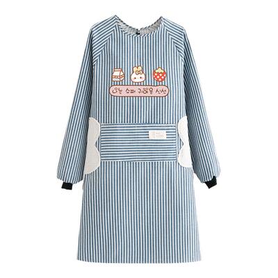 防污耐磨长袖棉麻罩衣围裙小清新