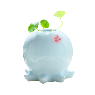 创意青瓷花瓶小清新动物家居水培陶瓷摆件花插绿萝花盆铜钱草花器