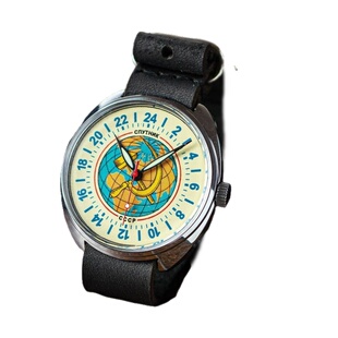 苏联手表库存手动机械老表火箭Raketa旅行系列24小时世界时间多色