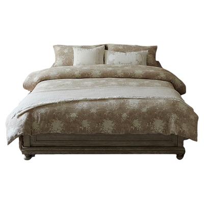 日式复古棉麻色织提花四件套