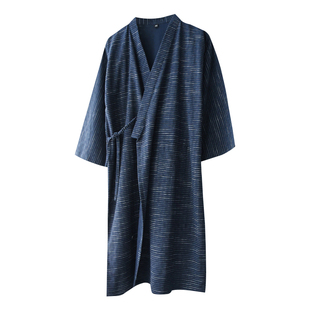 日式系绳和服睡袍男士春夏季纯棉提花薄款宽松透气汗蒸家居服睡衣