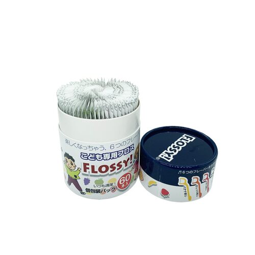 日本Flossy儿童宝宝牙线专用细牙线棒安全洁净剔独立装水果味60支