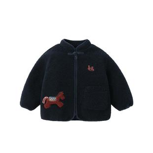 [骏马福裳400g羊羔绒]齐齐熊宝宝夹棉外套男女童冬儿童棉服拜年服