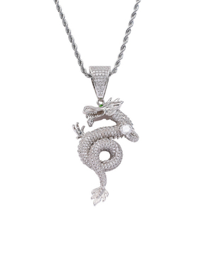 Mr.Bling双面满钻情侣实心龙吊坠