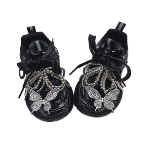 2026新款女款儿童韩版潮流老爹鞋黑色女童运动鞋春季秋冬皮面防水