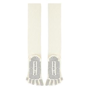 中筒瑜伽袜子防滑专业女五指袜长筒网格白色健身普拉提健身训练袜