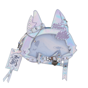 morning glory原创可爱猫霸天下猫咪辣妹斜跨双肩镭射漆皮痛包