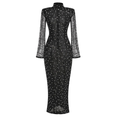 早秋重工方形修身长款鱼尾裙