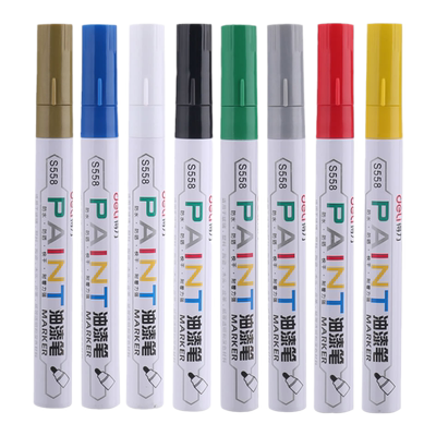 得力油漆笔 补漆笔 签到笔 白色油漆笔金银黑色记号笔轮胎笔办公文具S558 批发