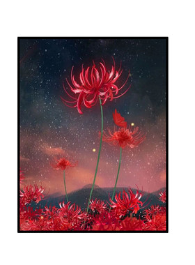 红色彼岸花古风风景5d钻石画满钻