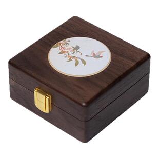 梵瀚 黑胡桃木小首饰盒便携新年礼物实木高档精致珠宝饰品收纳盒