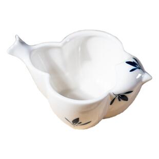 景德镇青花手绘笔洗水盂燕子型洗笔缸文房四宝蝴蝶兰墨碟墨盘墨池