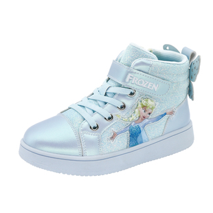 迪士尼儿童高帮鞋女童春秋新款防滑软底滑板鞋中大童街舞运动鞋潮