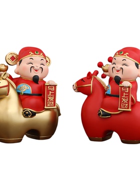 原创新款马上发财财神爷摆件家居办公室桌面装饰品新年喜庆礼品