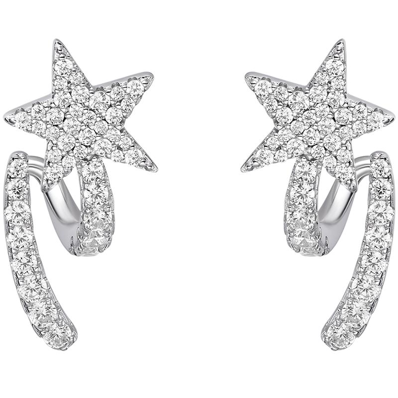 【自营】HEFANG Jewelry/何方珠宝流星飘带耳钉 浪漫精致礼物女